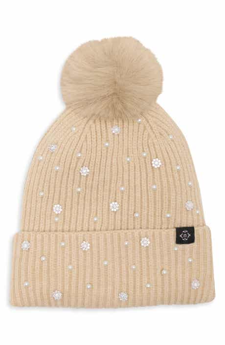 Faux Pearl and Crystal Beanie