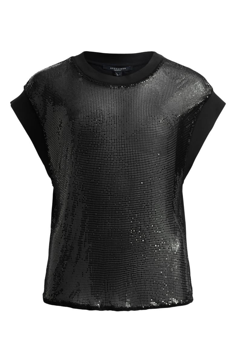 AllSaints Shane Mixed Media Chainmail Top, Alternate, color,