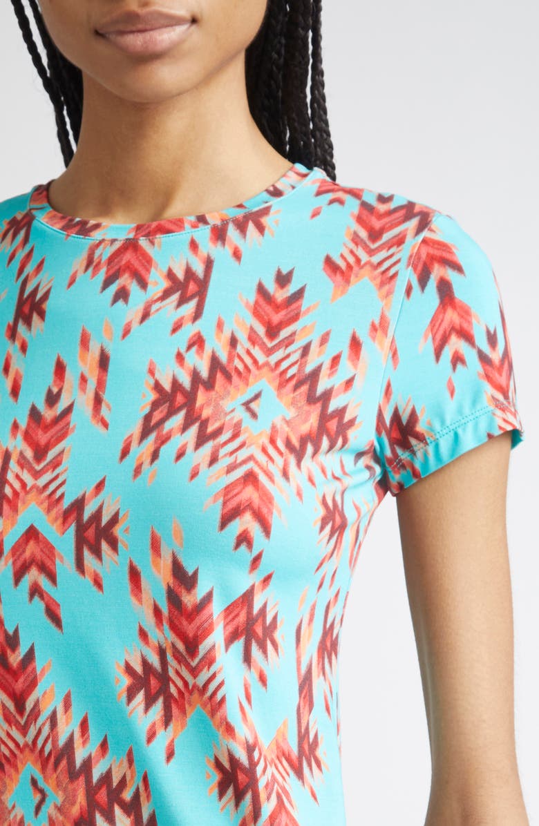 L'AGENCE Ressi Ganado Print T-Shirt, Alternate, color, Pool Blue Mt Ganado Print