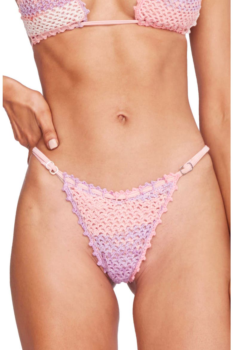 Kendall Reversible Crochet Bikini Bottoms, Main, color, PINK