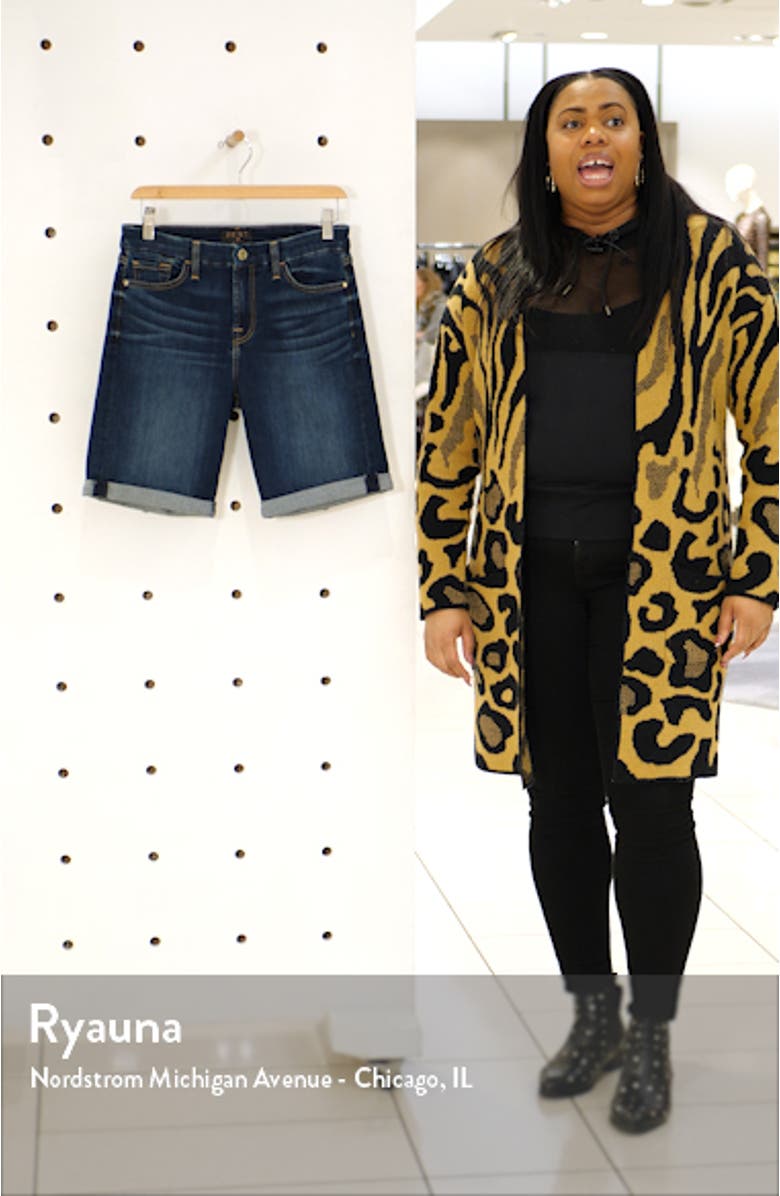 JEN7 High Waist Denim Bermuda Shorts, sales video thumbnail