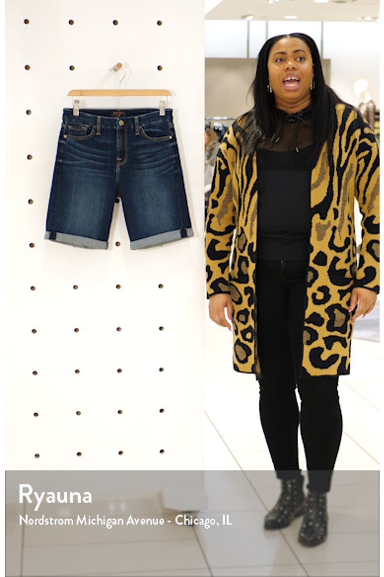 JEN7 High Waist Denim Bermuda Shorts video