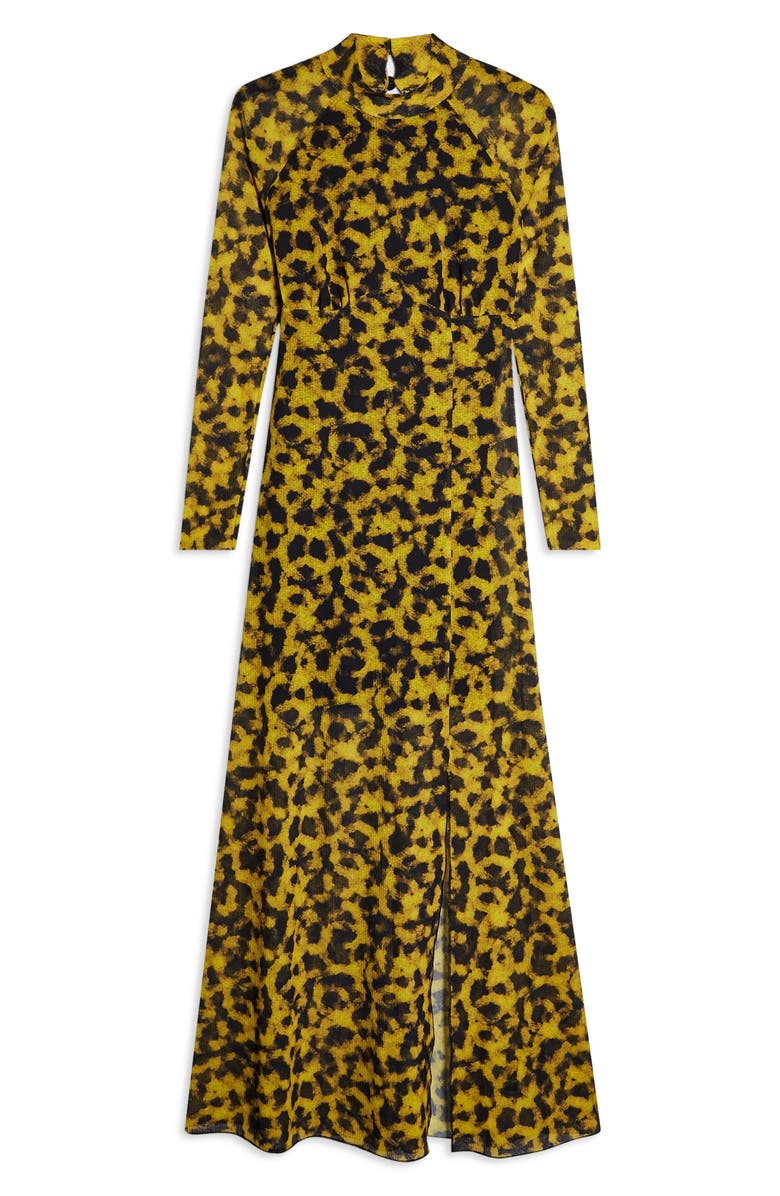 Topshop Smudge Mesh Long Sleeve Midi Dress, Alternate, color, 