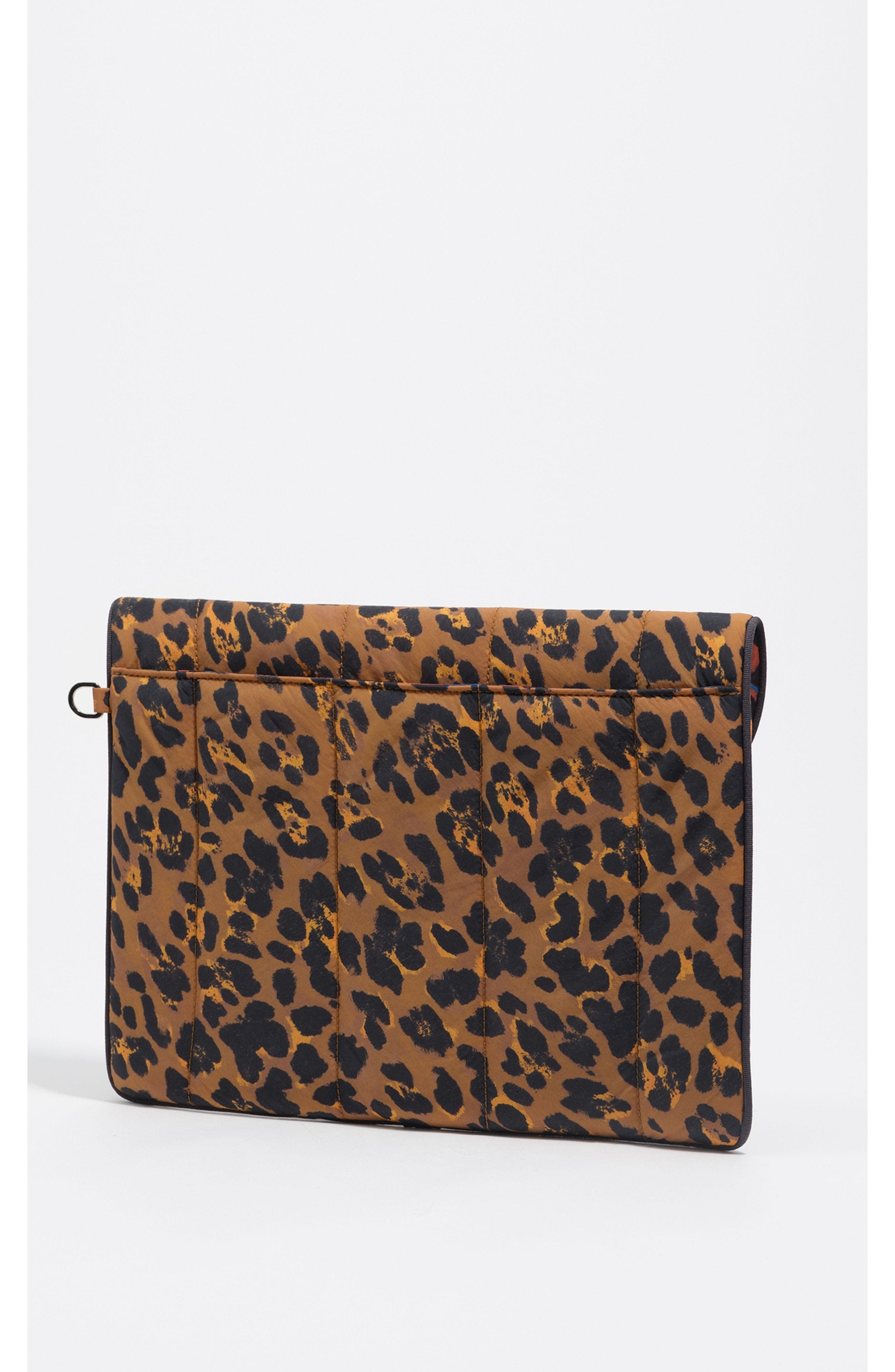 Bimba y Lola Teak Leopard Print Nylon Laptop Sleeve, Alternate, color, 