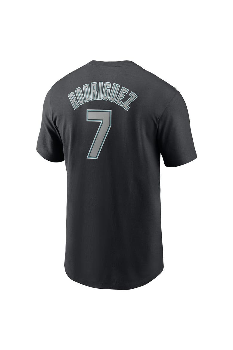 Men's Nike Ivan Rodriguez Black Florida Marlins Cooperstown Collection Name & Number T-Shirt, Alternate, color, Black