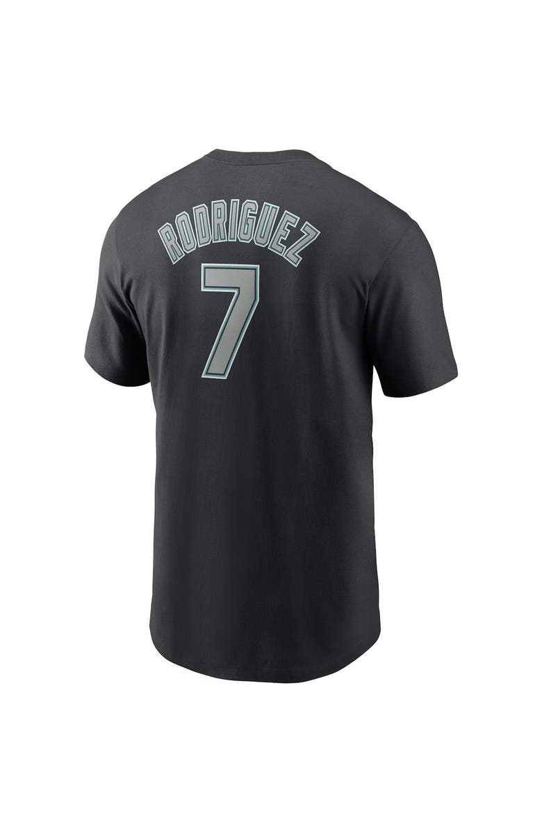 Nike Men's Nike Ivan Rodriguez Black Florida Marlins Cooperstown Collection Name & Number T-Shirt, Alternate, color,