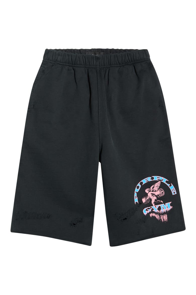 Logo Graphic Relaxed Fit Cotton Shorts, Alternate, color, BLACK