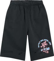 PURPLE BRAND Logo Graphic Relaxed Fit Cotton Shorts