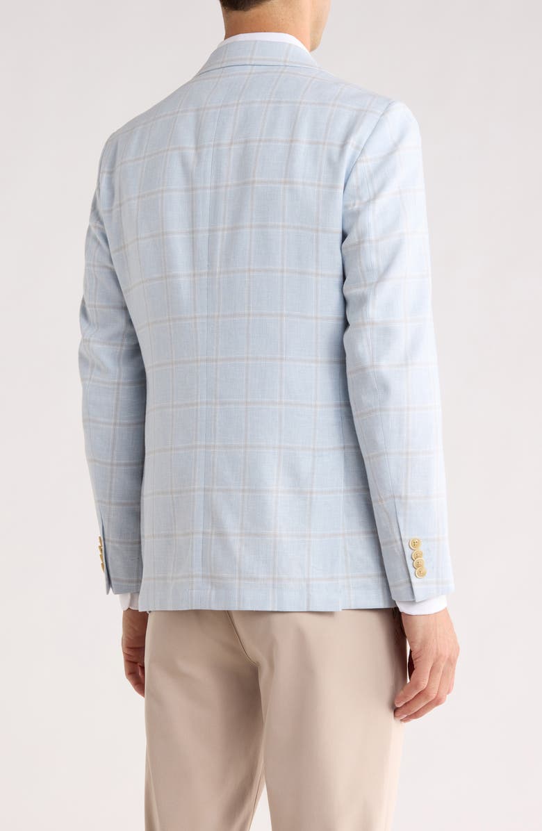 Original Penguin Windowpane Notch Lapel Linen Blend Sport Coat, Alternate, color, Blue/ Tan