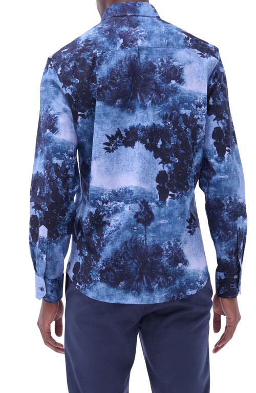 Bugatchi Julian Shaped Fit Stretch Cotton Button-up Shirt In Indigo