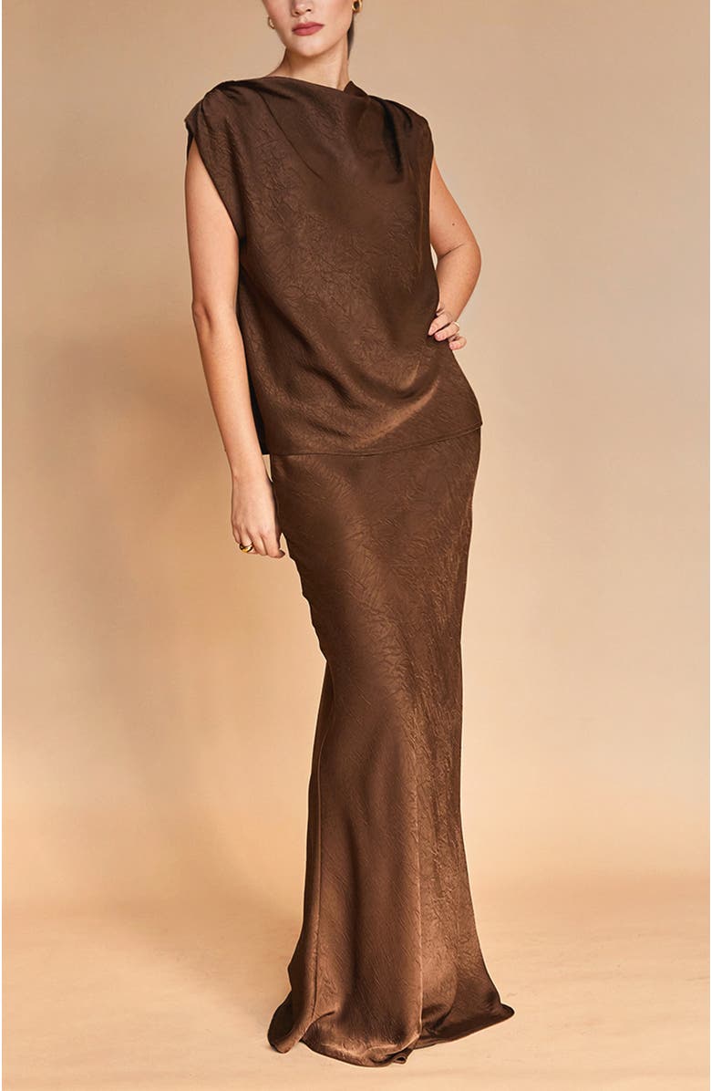 CRESCENT Crushed Satin Maxi Skirt, Alternate, color, 