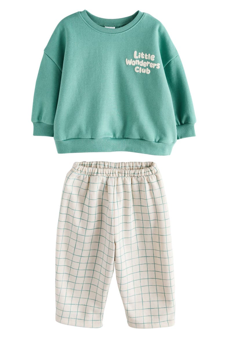 Kids' Little Wanderers Club Sweatshirt & Barrel Pants Set, Main, color, GREEN