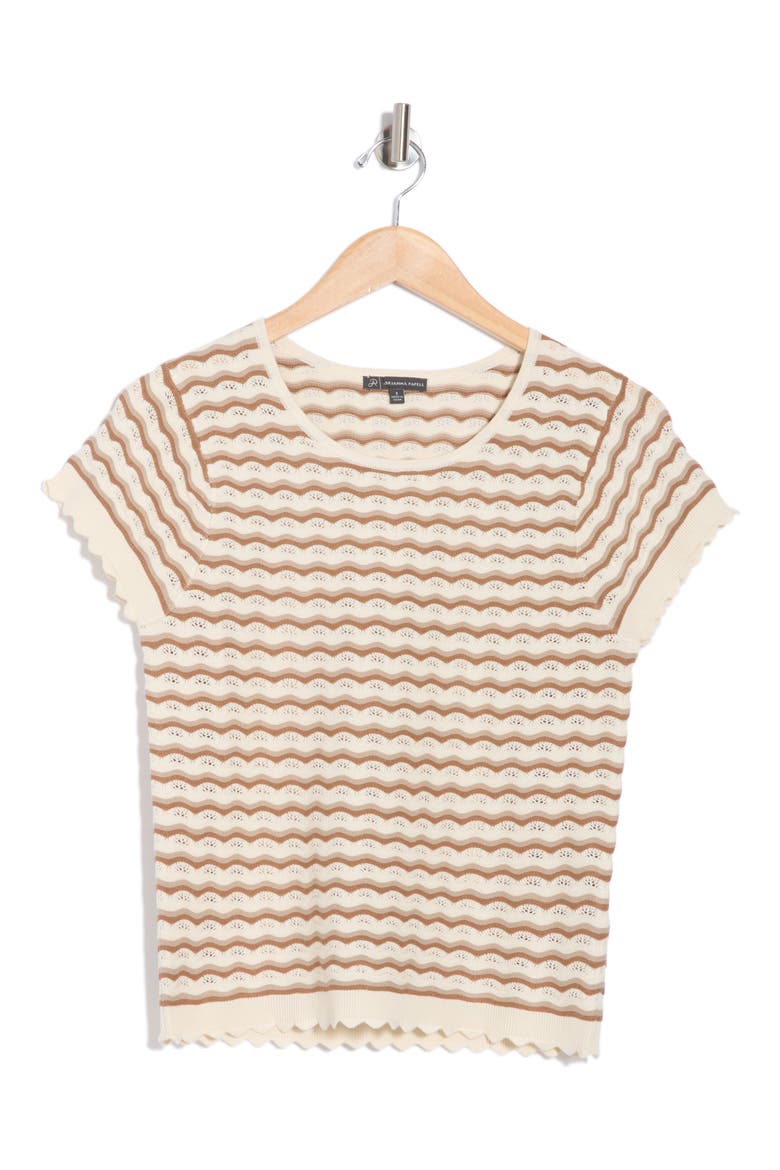 Wavy Stripe Pointelle Sweater, Alternate, color, NEUTRAL COMBO