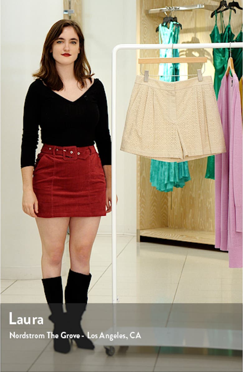 Pleated Eyelet Detail Cotton Shorts, sales video thumbnail