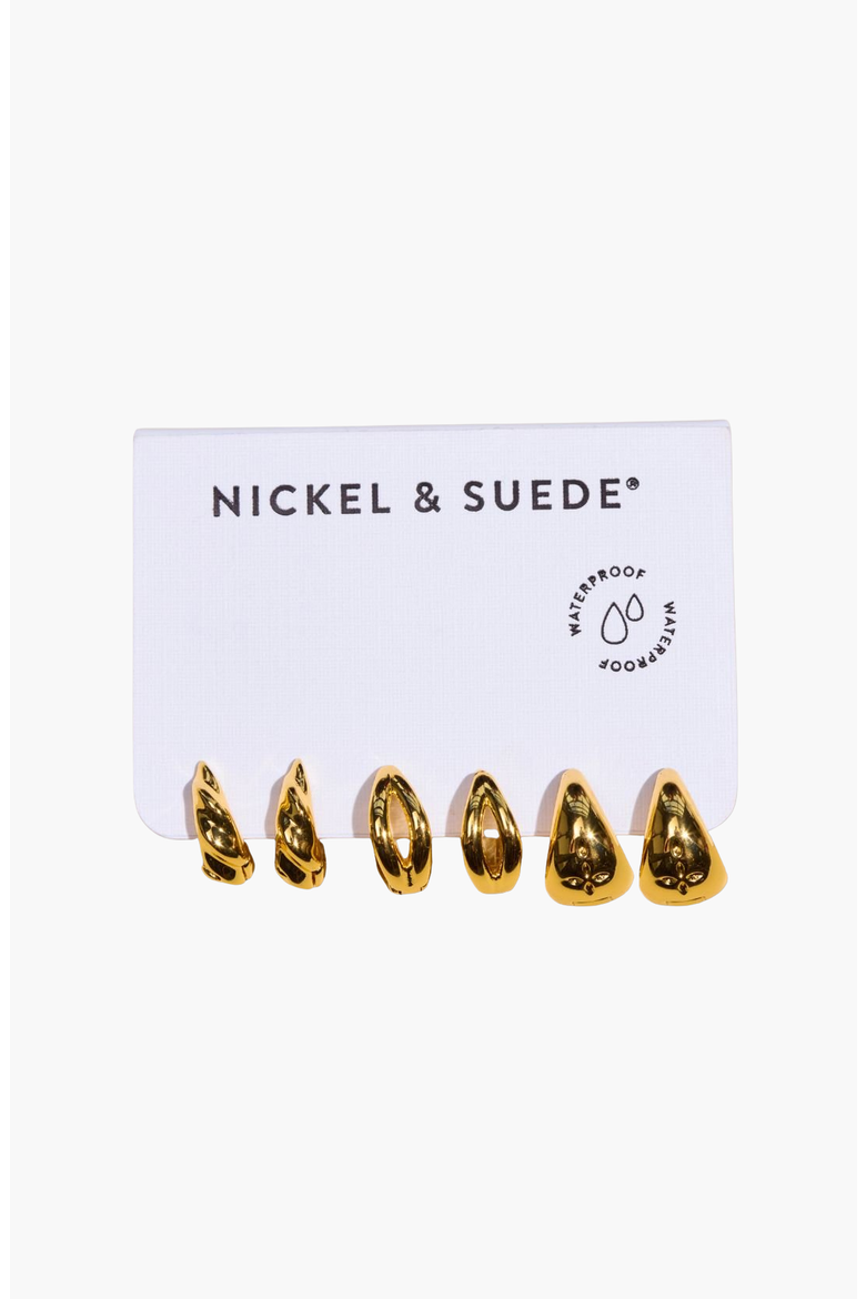 Chunky Waterproof Huggie Earring Set, Main, color, Gold