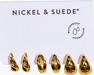 Nickel & Suede Chunky Waterproof Huggie Earring Set