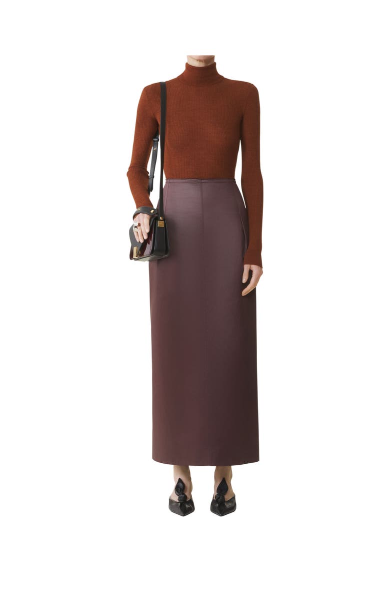 Lanvin Straight Skirt In Cotton And Viscose, Alternate, color, Mocha