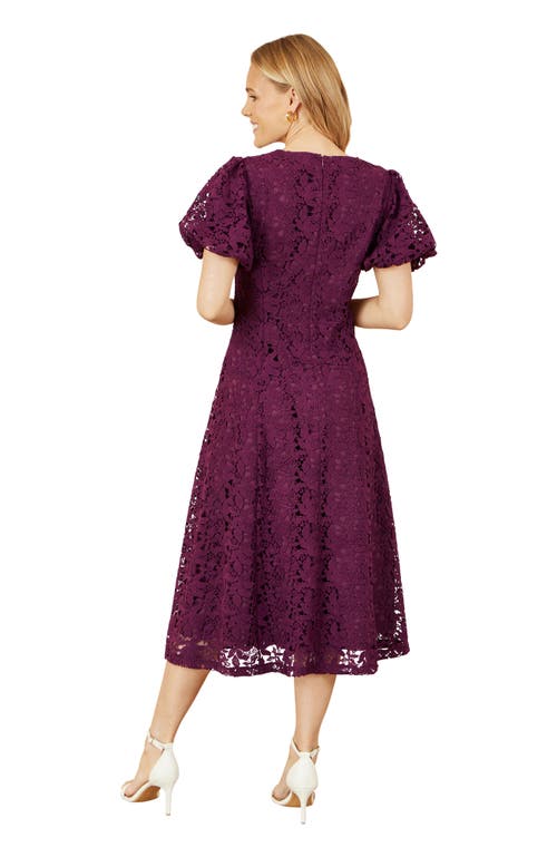 Yumi Stretch Lace Midi Dress In Burgundy
