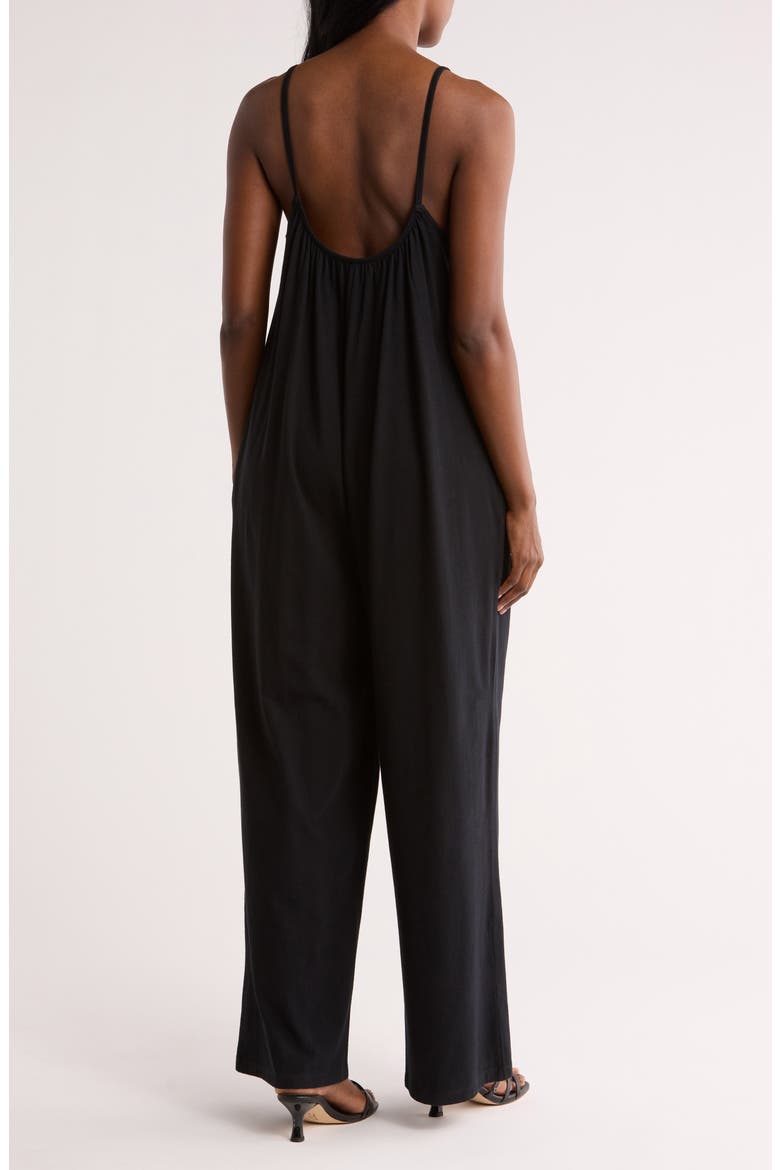 Slouchy Wide Leg Organic Cotton Jumpsuit, Alternate, color, BLACK