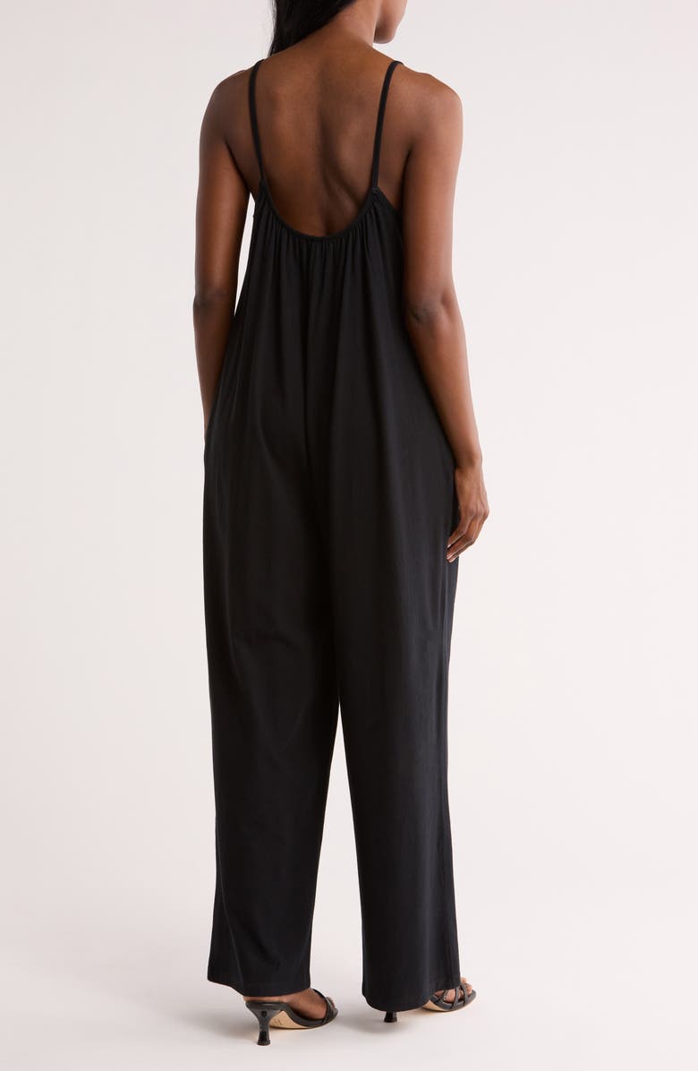 Melrose and Market Slouchy Wide Leg Organic Cotton Jumpsuit, Alternate, color, Black