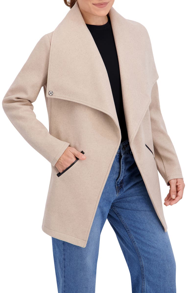 Ookie & Lala Drape Collar Open Front Jacket, Alternate, color, Camel