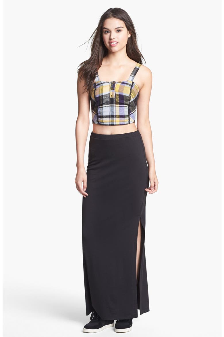 Side Slit Maxi Skirt, Main, color, BLACK
