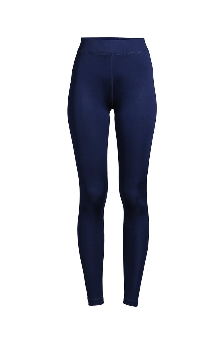 Lands' End Silk Interlock Long Underwear Leggings Pants, Alternate, color, Deep Sea Navy