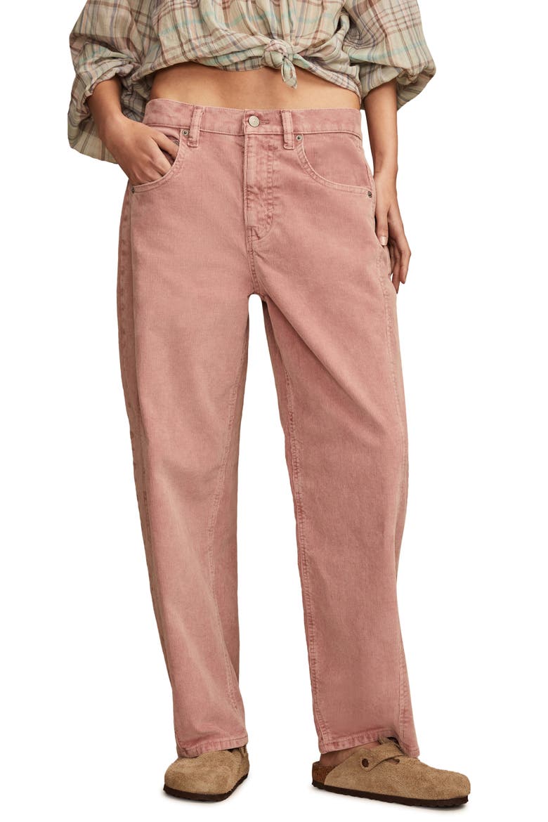 Corduroy Barrel Leg Pants, Main, color, PINK PLEASE WASH