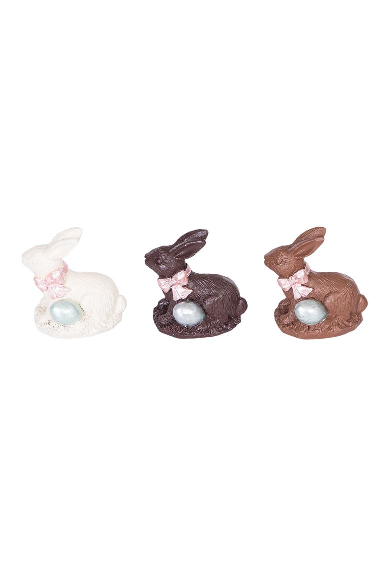 Easter Chocolate Bunny with Ribbons and Eggs Assortment of 12 Figurines, Alternate, color, Brown