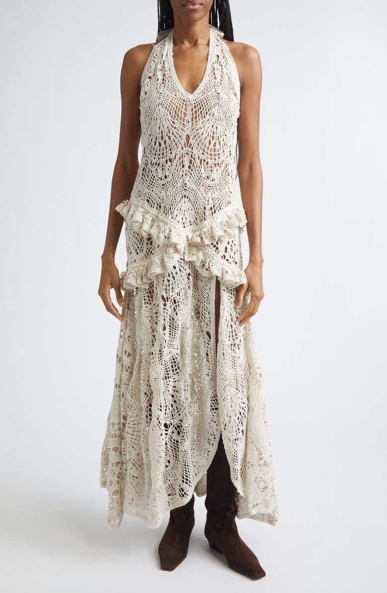 Siedrés Elvira Lace Halter Cover-Up Dress, Main, color, Ecru