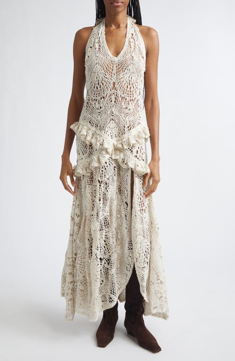 Elvira Lace Halter Cover-Up Dress