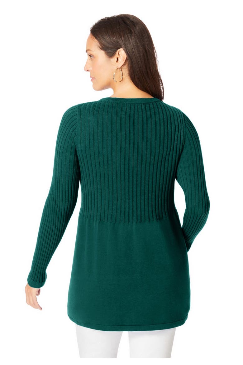 Ribbed Baby Doll Tunic Sweater, Alternate, color, EMERALD GREEN