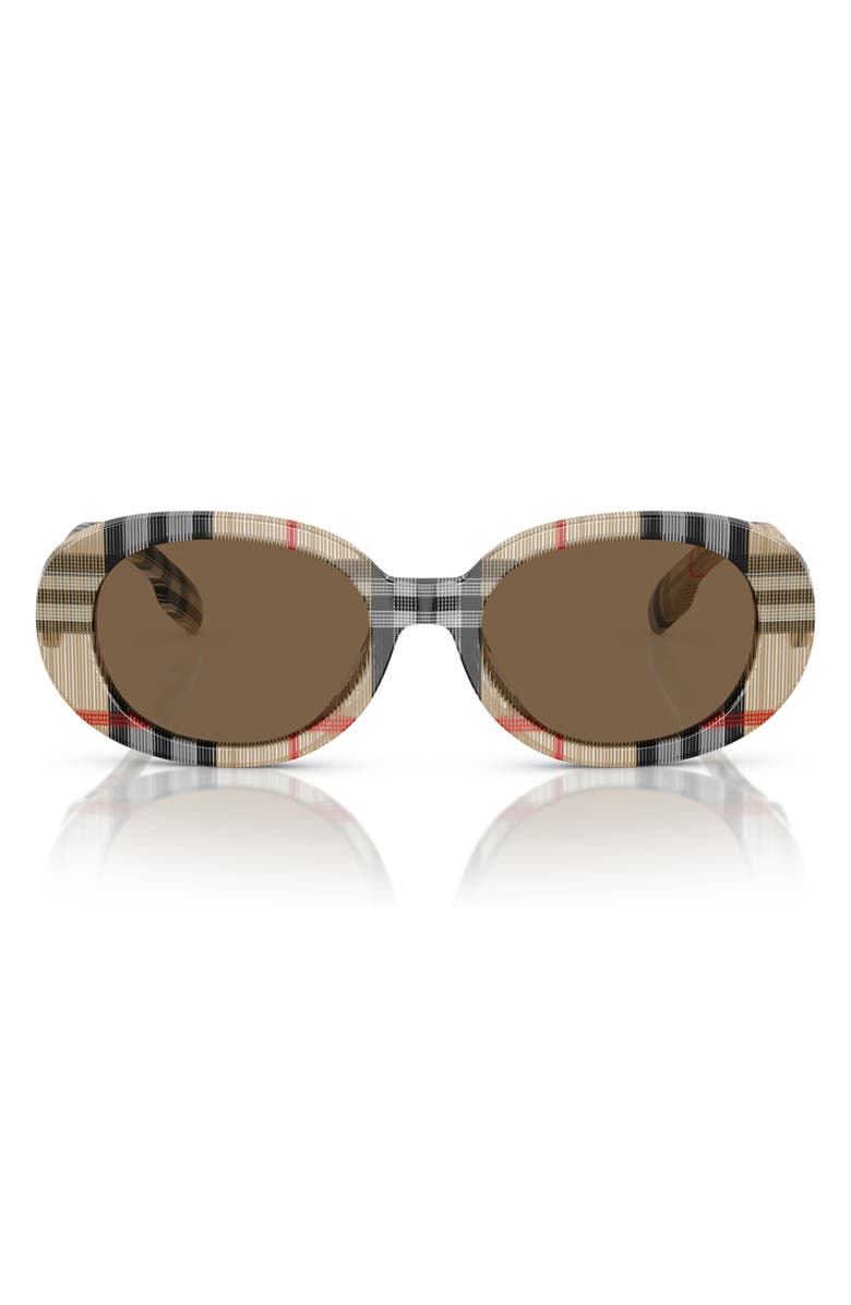 Burberry Kids' 48mm Oval Sunglasses, Main, color, Vintage Check / Dark Brown