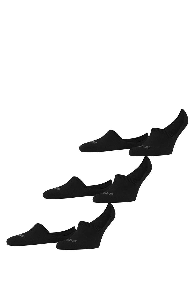 Step Cotton 3-Pack High Cut No Show Socks, Main, color, Black
