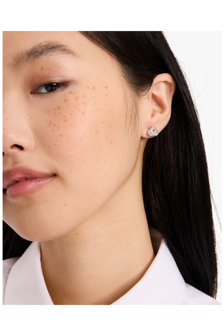 spade stud earrings, Alternate, color, CLEAR/SILVER.