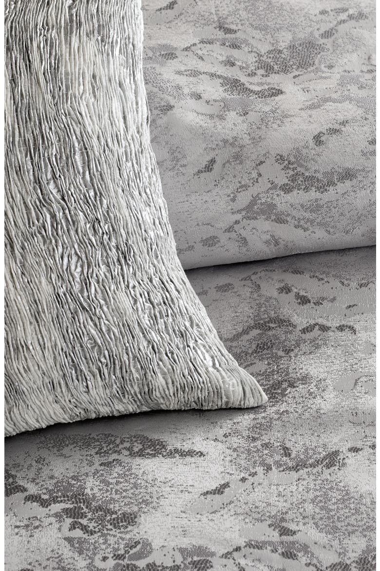 Luna Metallic Jacquard Duvet, Alternate, color, PLATINUM