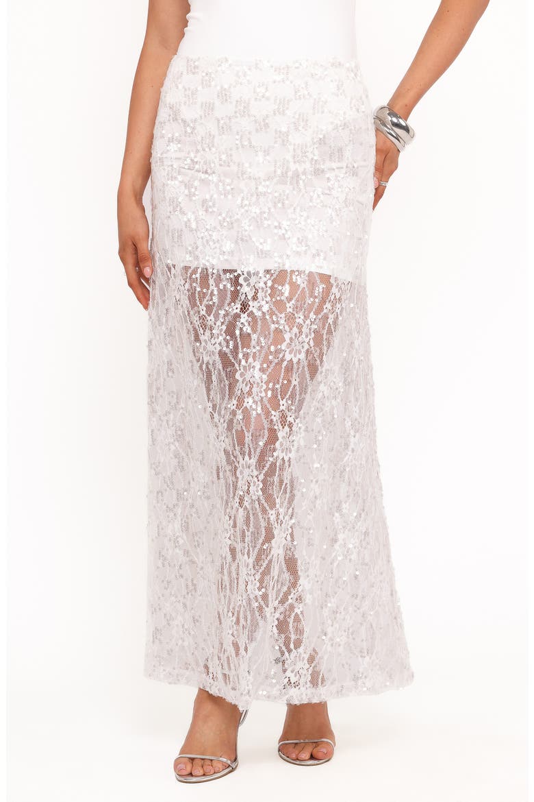 Yonder Sequin Lace Maxi Skirt, Main, color, WHITE