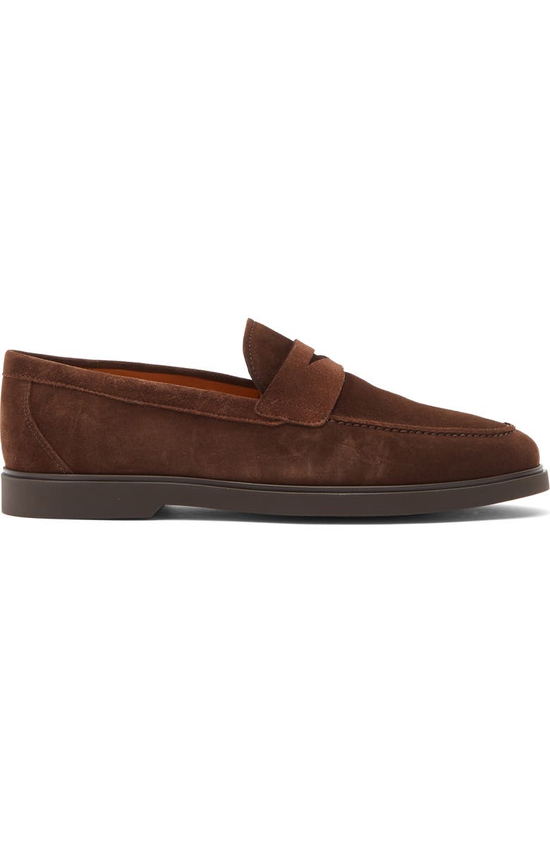 Magnanni Lobo Penny Loafer, Alternate, color, Brown Suede