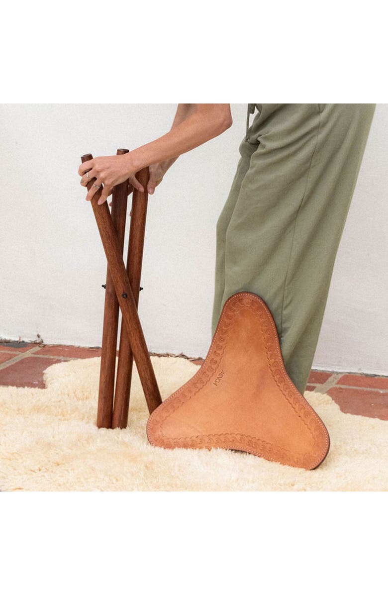 Minga Handmade Leather Stool - Stamped Design, Alternate, color,