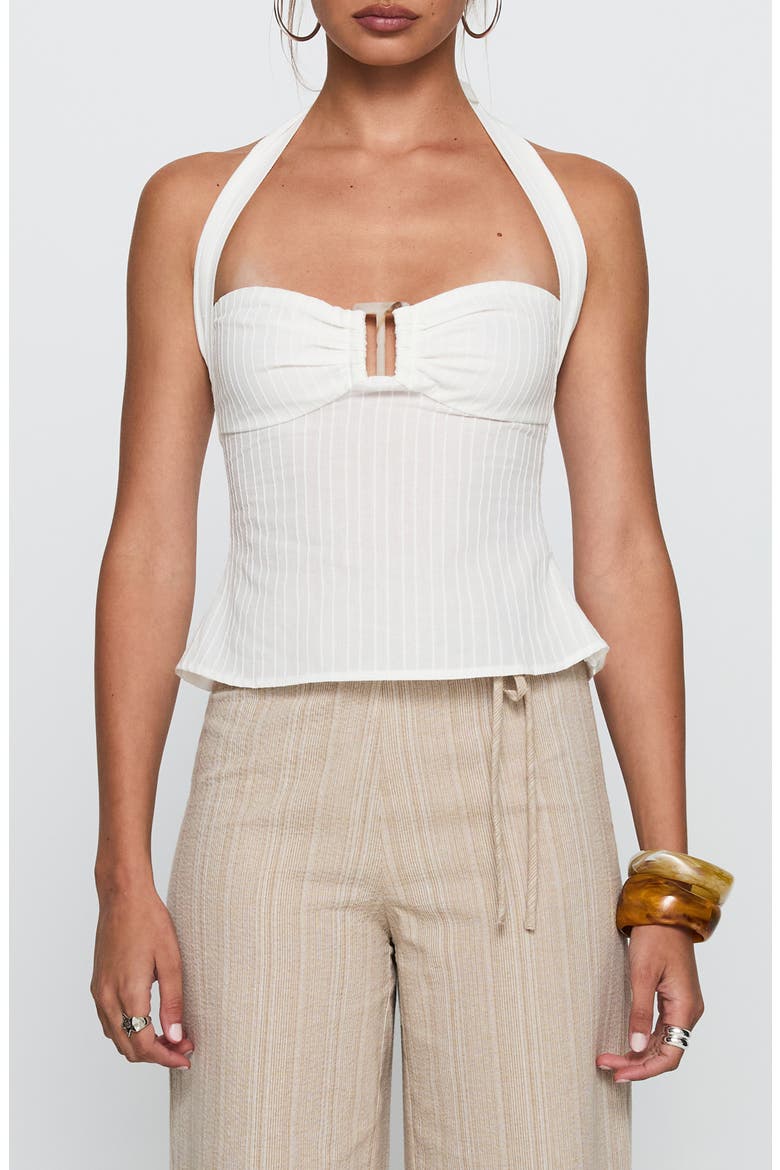 Isabetta Cotton Halter Top, Main, color, WHITE