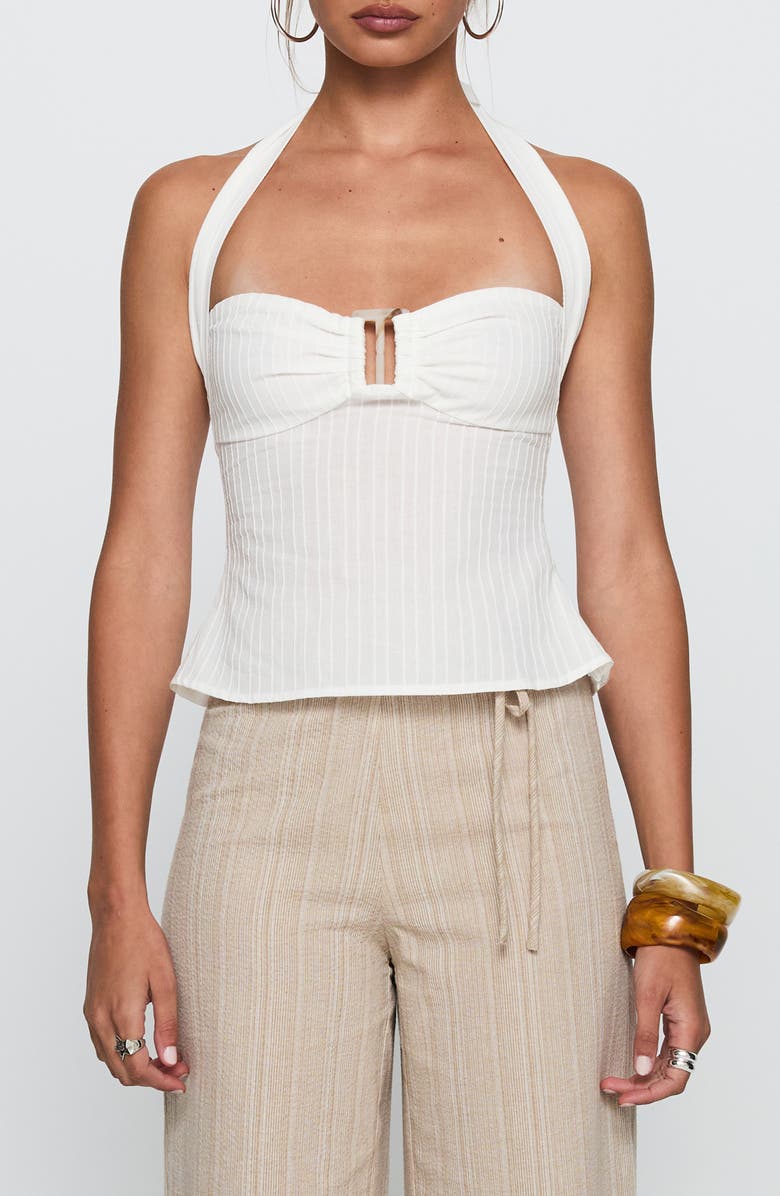 Princess Polly Isabetta Cotton Halter Top, Main, color, White