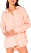 Roxy Morning Time Linen Blend Button-Up Shirt