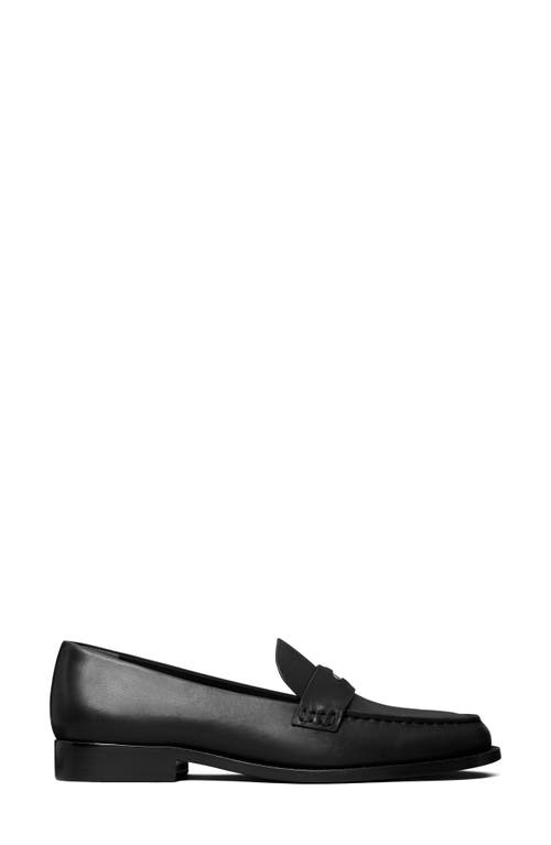 Tory Burch Classic Leather Penny Loafers In Black