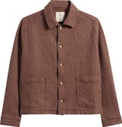 Percival Sorrento Pinstripe Cotton & Linen Button-Up Overshirt