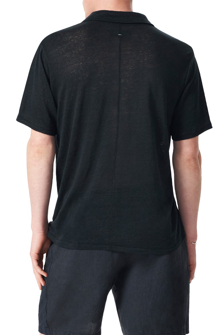 Johnny Collar Linen Polo, Alternate, color, BLACK