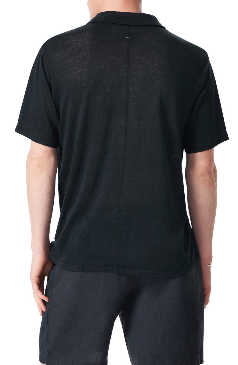 rag & bone Johnny Collar Linen Polo, Alternate, color, Black