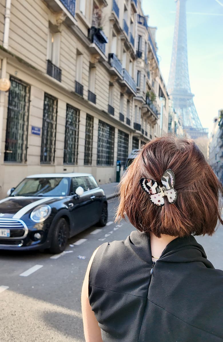 Solar Eclipse Tiger Moth Claw Clip, Alternate, color, Black / White