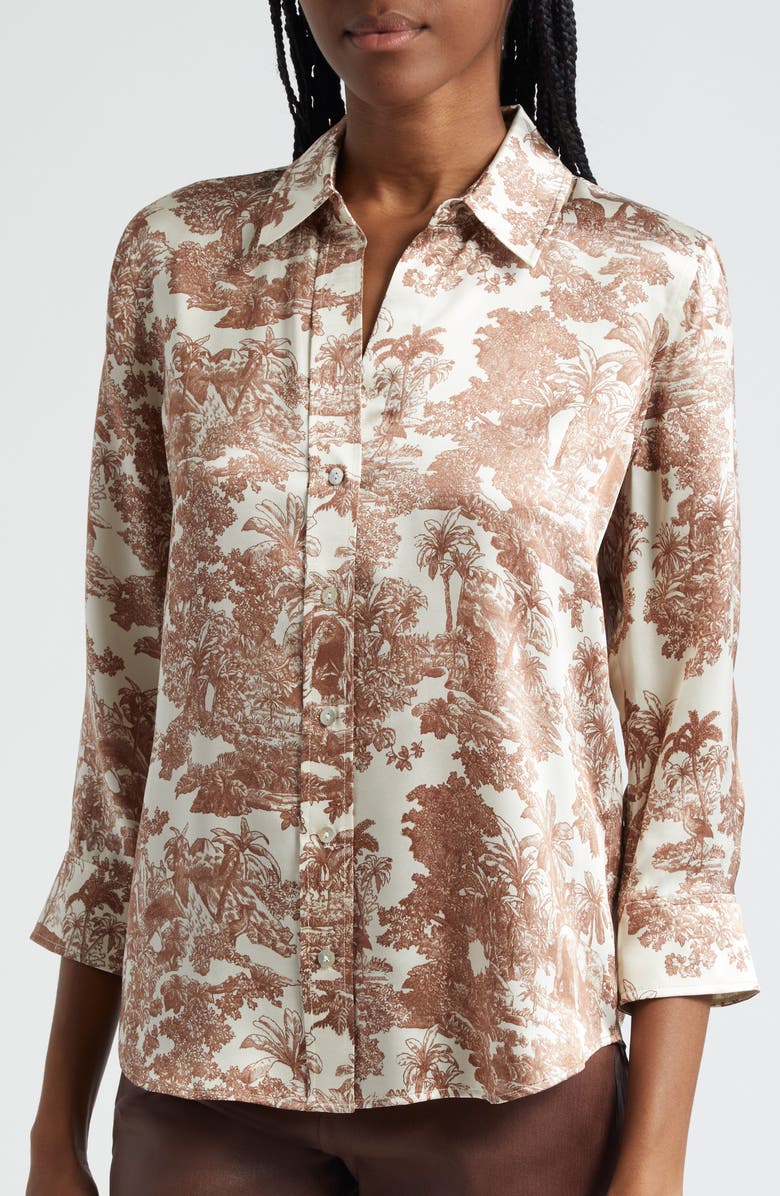 L'AGENCE Dani Toile Silk Button-Up Shirt, Alternate, color,