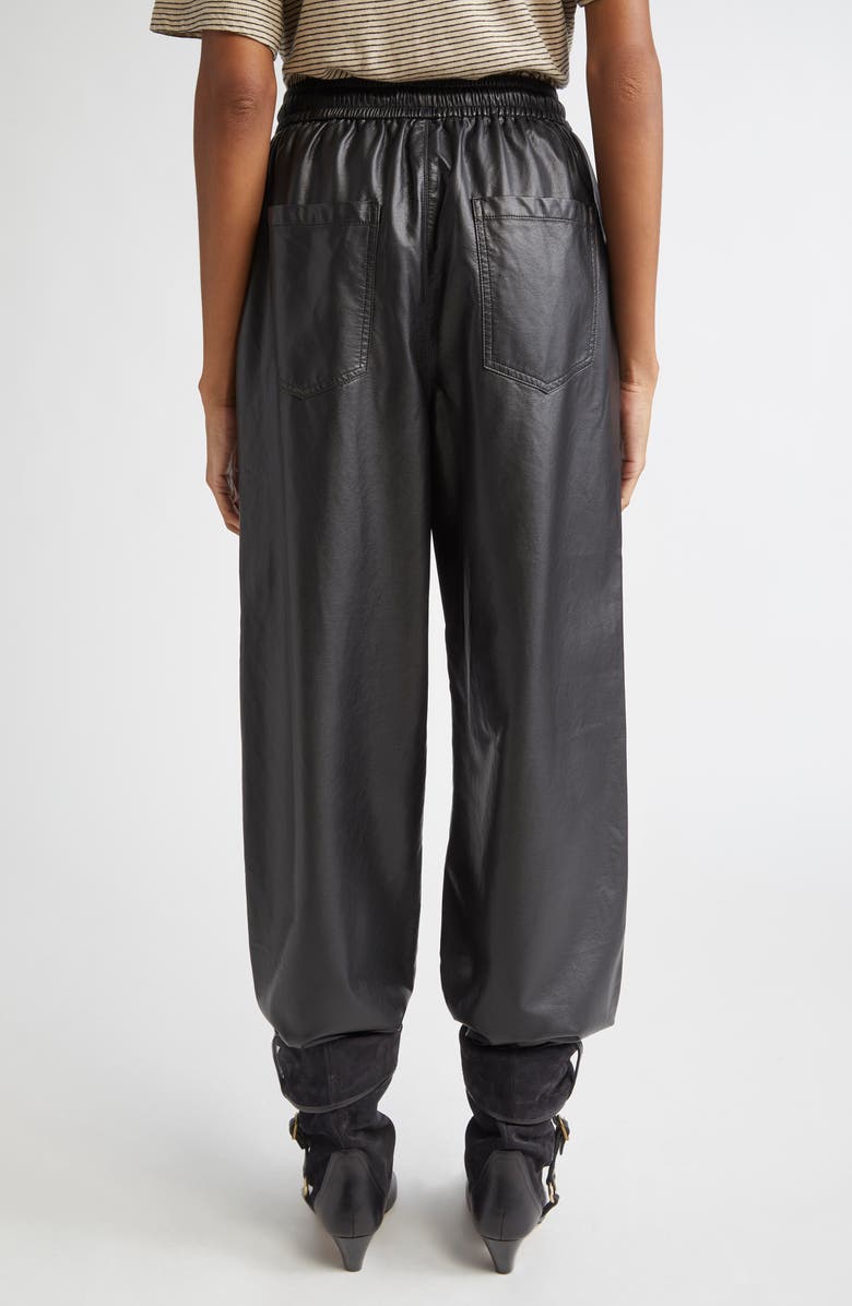 Isabel Marant Étoile Nereane Faux Leather Drawstring Pants, Alternate, color, Black