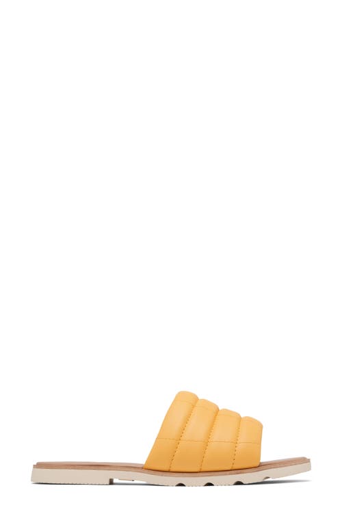 Sorel Ella Iii Quilted Puff Slide Sandal In Yellow Ray/honey White